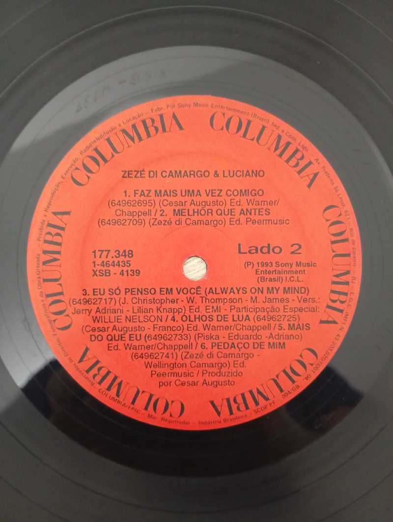 Lp Vinil Zezé Di Camargo & Luciano 1993 Com Encarte