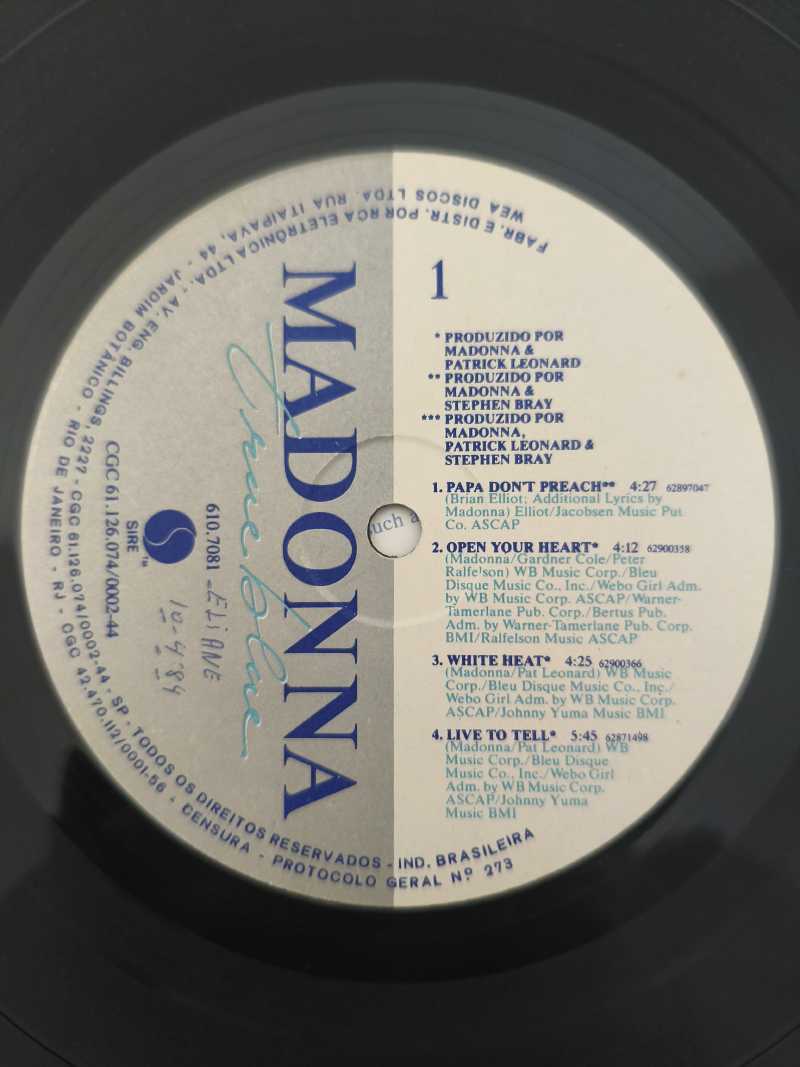 Lp Vinil Madonna True Blue Com Encarte