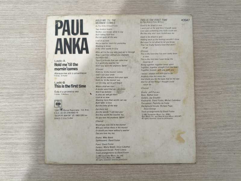 Compacto Vinil Paul Anka Hold Me 'Til The Mornin' Comes