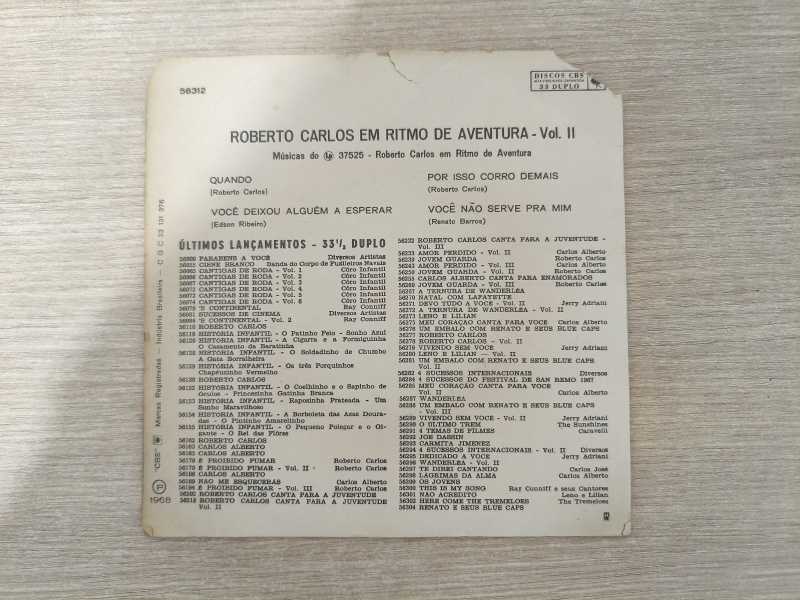 Compacto Vinil Roberto Carlos Em Ritmo de Aventura Vol. II