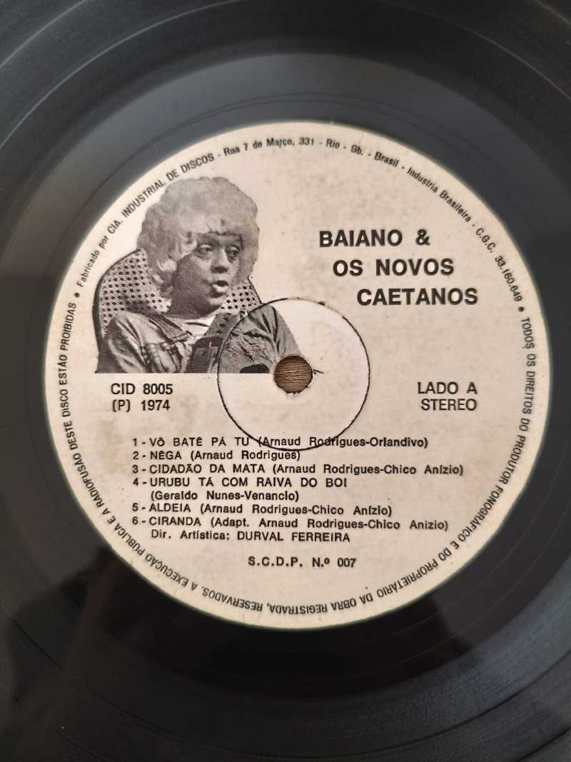 Lp Vinil Baiano & Os Novos Caetanos 1974