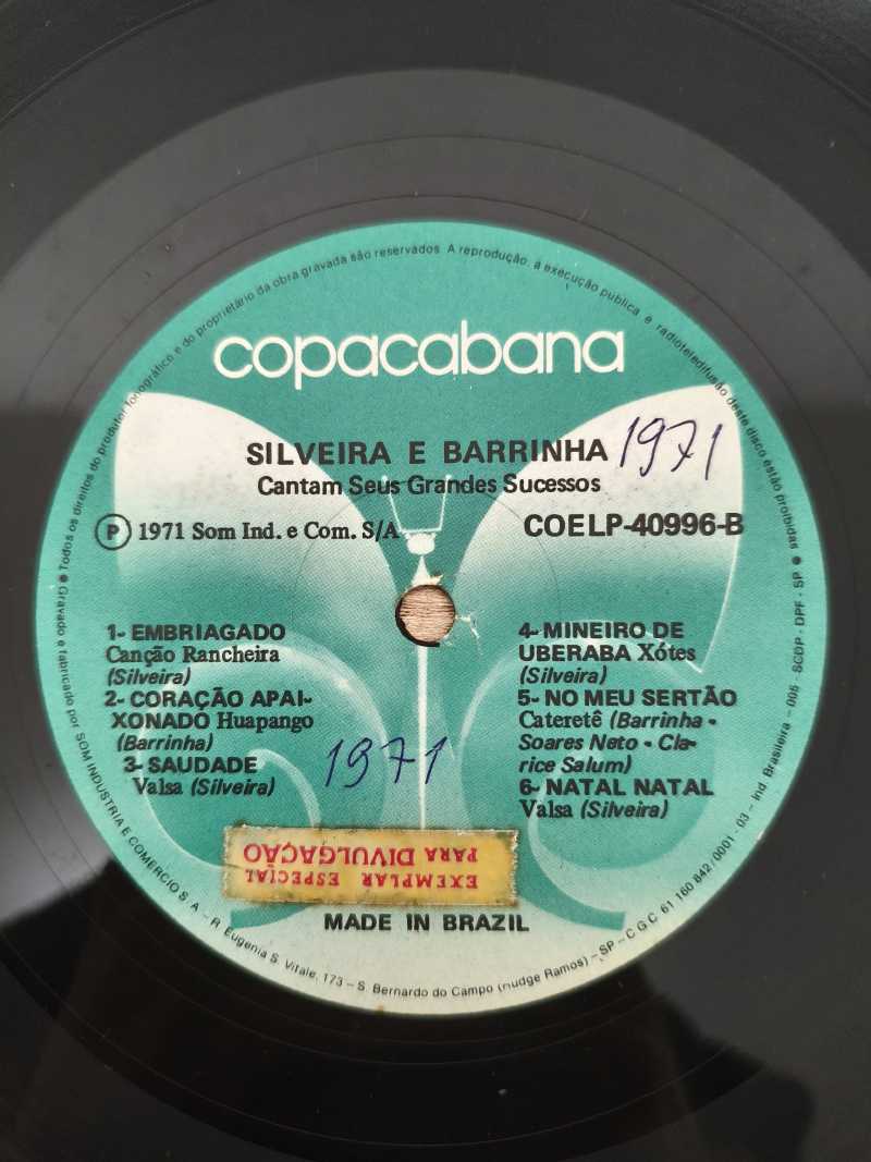 Lp Vinil Silveira & Barrinha Cantam Seus Grandes Sucessos