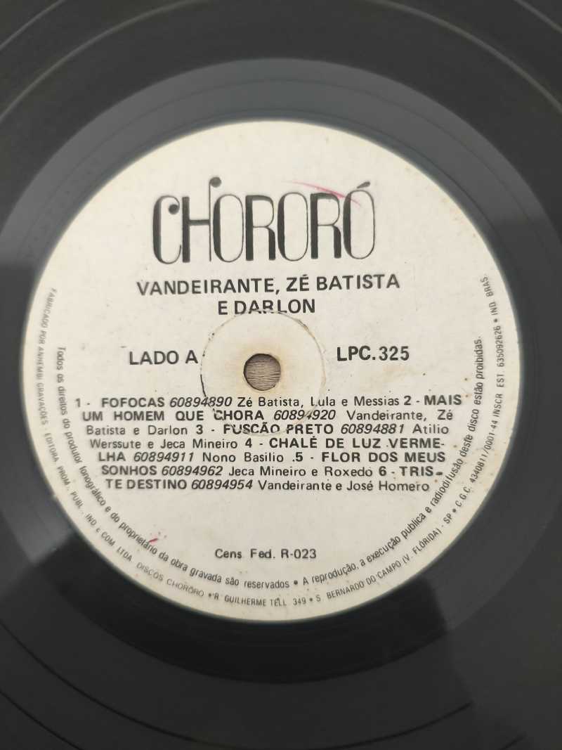Lp Vinil Vandeirante Zé Batista E Darlon Fusção Preto