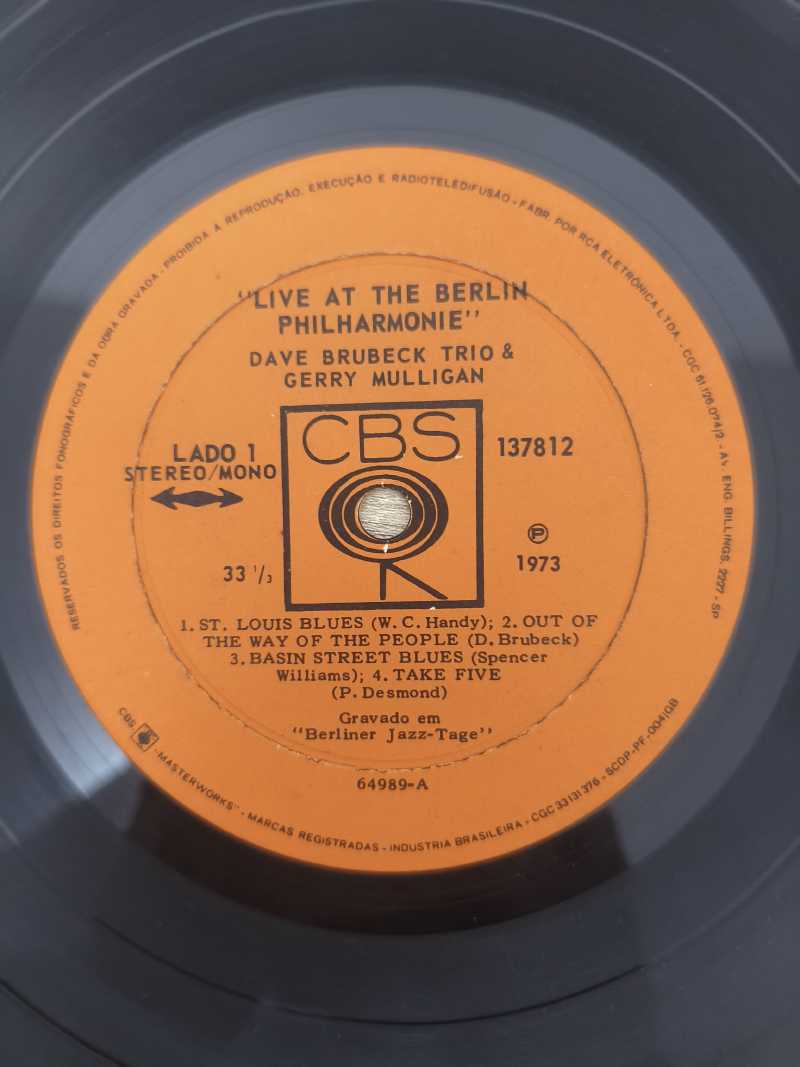 Lp Vinil Dave Brubeck Trio Live at the Berlin Philharmonie