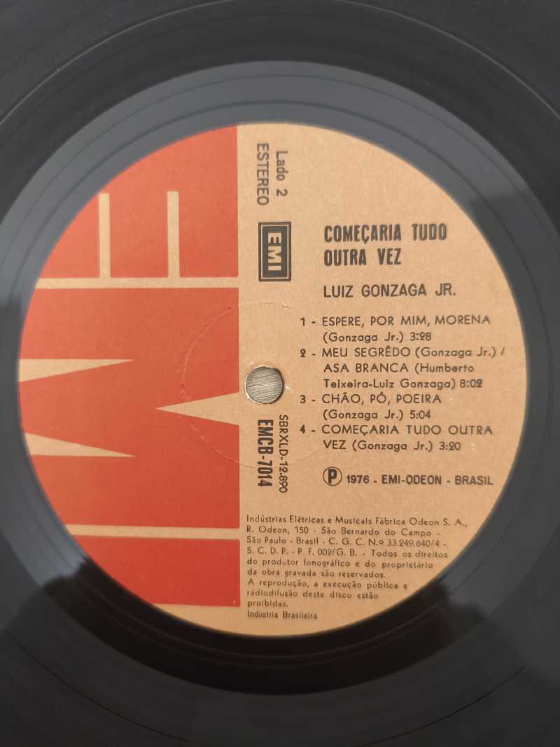 Lp Vinil Gonzaguinha Começaria Tudo Outra Vez...