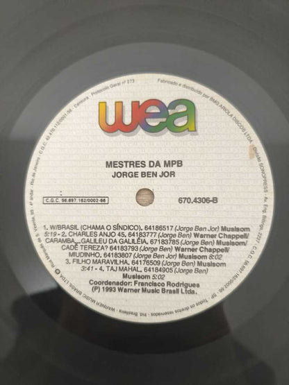 Lp Vinil Jorge Ben Mestres da MPB Ao Vivo
