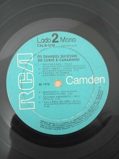 Lp Vinil Curió e Canarinho Os Grandes Sucessos de