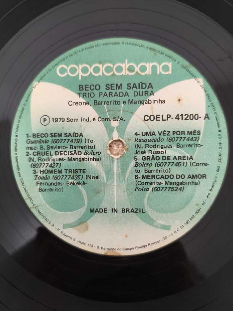 Lp Vinil Trio Parada Dura Beco Sem Saída