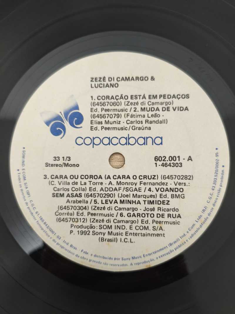 Lp Vinil Zezé Di Camargo & Luciano 1992