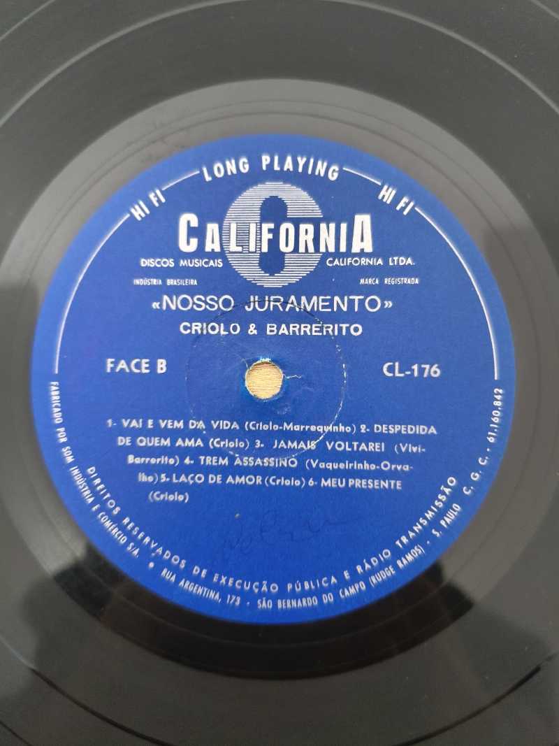 Lp Vinil Criolo e Barrerito Nosso Juramento