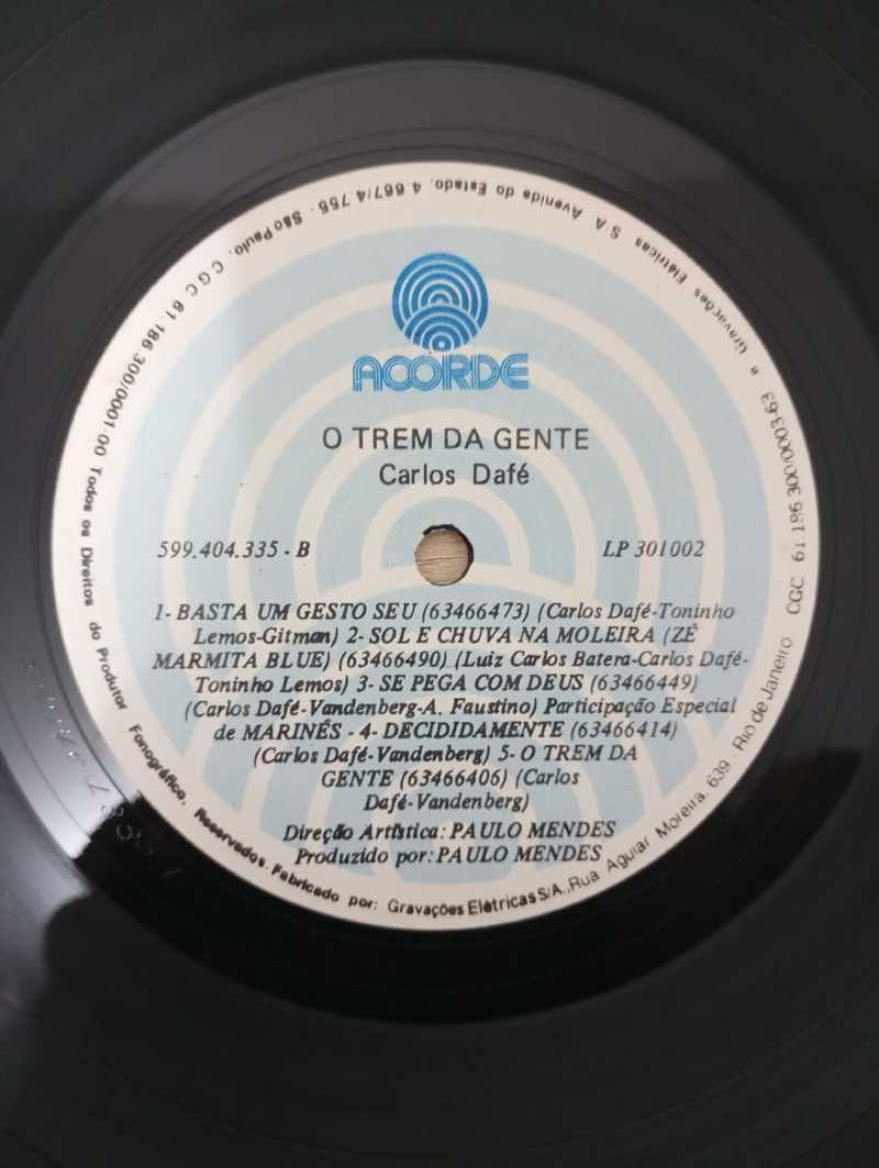 Lp Vinil Carlos Dafé O Trem Da Gente Autografado C Encarte