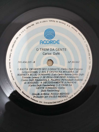 Lp Vinil Carlos Dafé O Trem Da Gente Autografado C Encarte