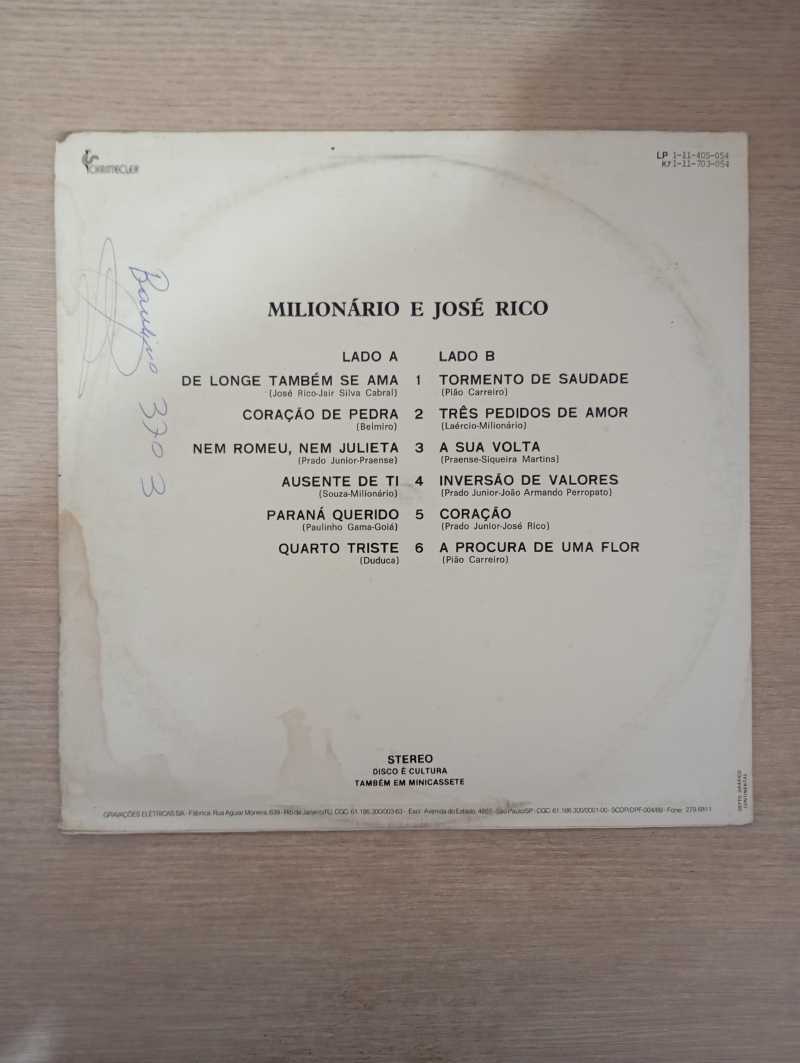 Lp Vinil Milionário & José Rico 1973