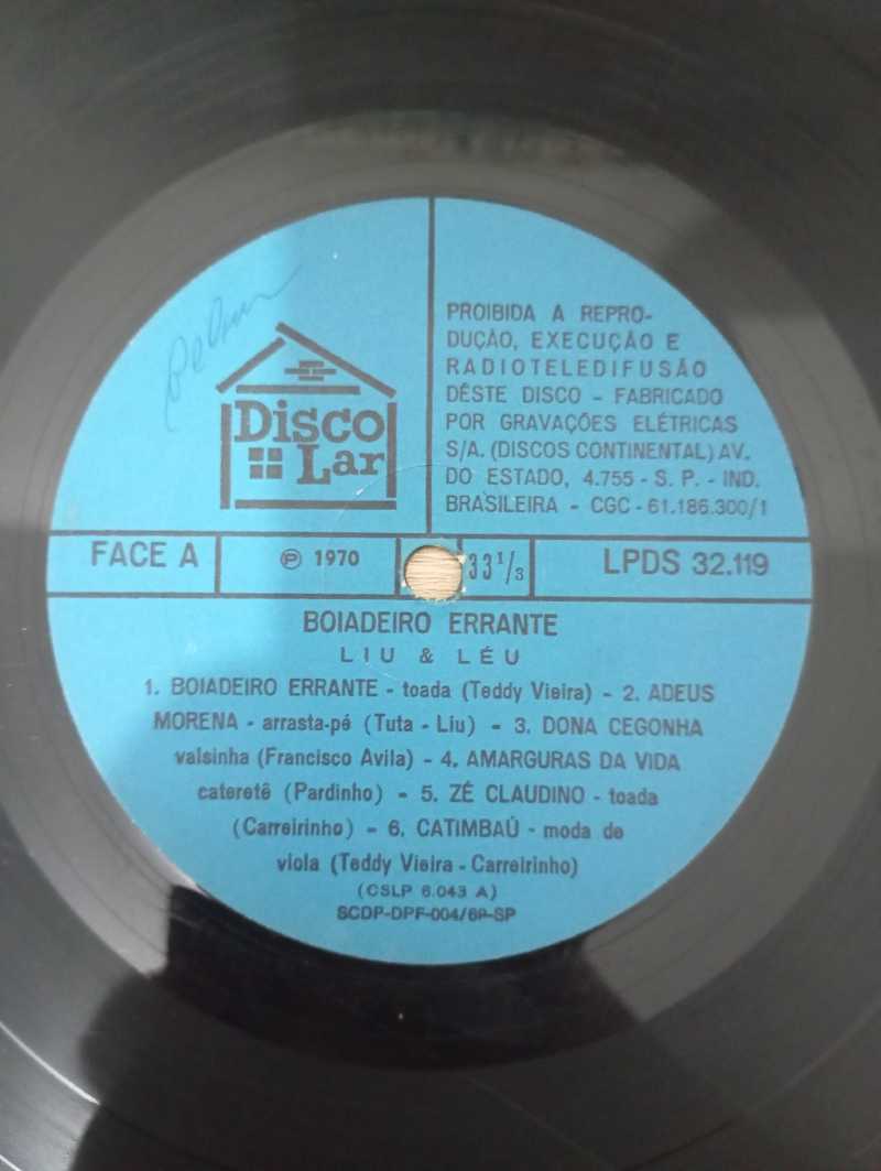 Lp Vinil Liu e Léu Boiadeiro Errante