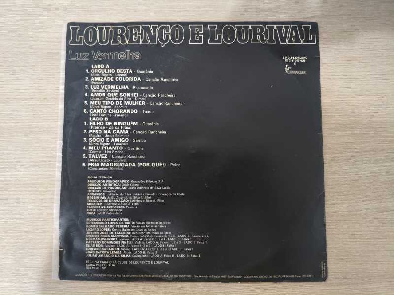 Lp Vinil Lourenço & Lourival Luz Vermelha