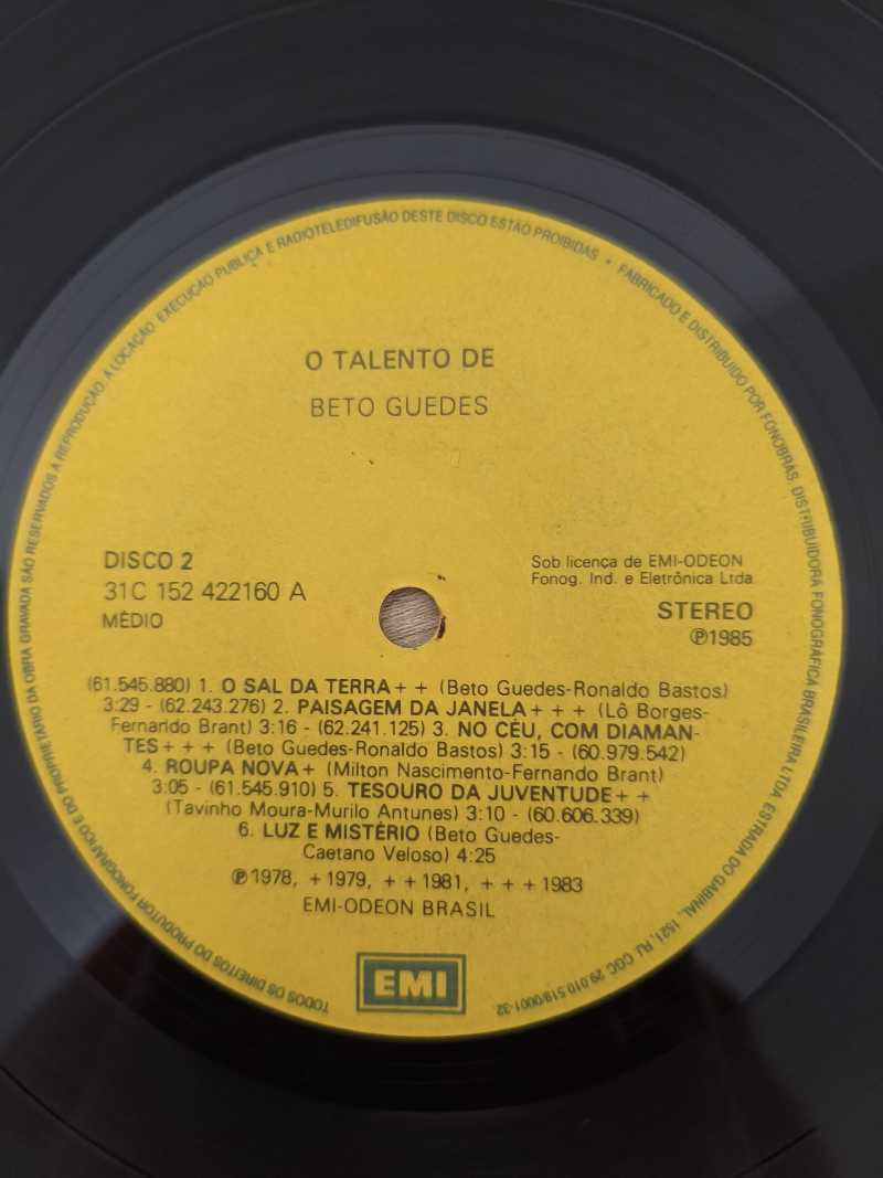 Lp Vinil Beto Guedes O Talento de Duplo Com Encarte