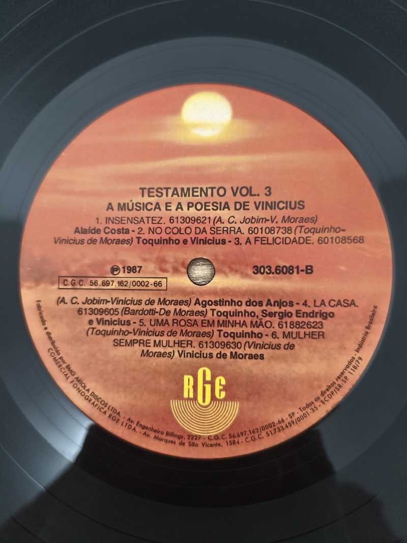 Lp Vinil Vinicius De Moraes Testamento Vol. 3