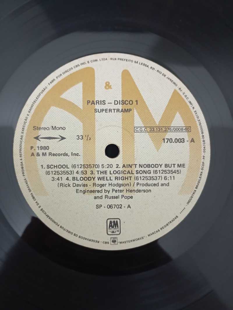 Lp Vinil Supertramp Paris Duplo