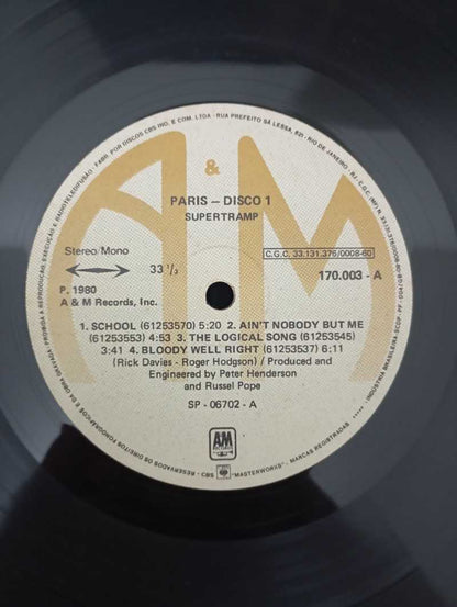 Lp Vinil Supertramp Paris Duplo