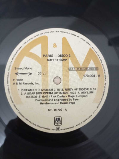 Lp Vinil Supertramp Paris Duplo