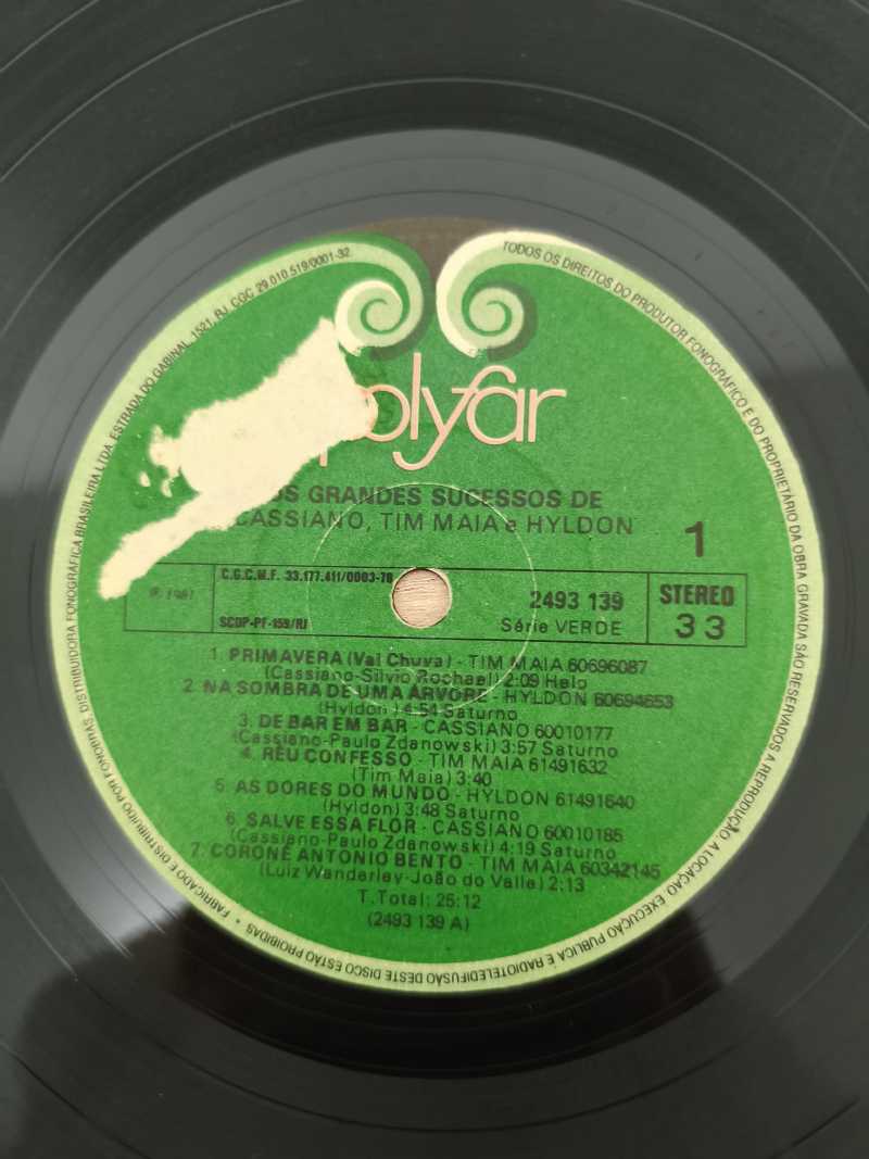 Lp Vinil Tim Maia, Hildon e Cassiano Os Grandes Sucessos de