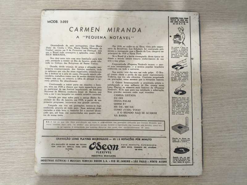 Lp Vinil Carmen Miranda A Pequena Notável 10" 33RPM