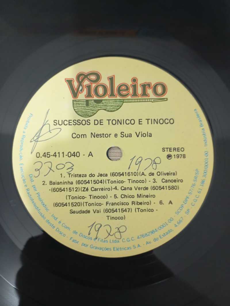 Lp Vinil Nestor e Sua Viola Sucessos de Tonico e Tinoco