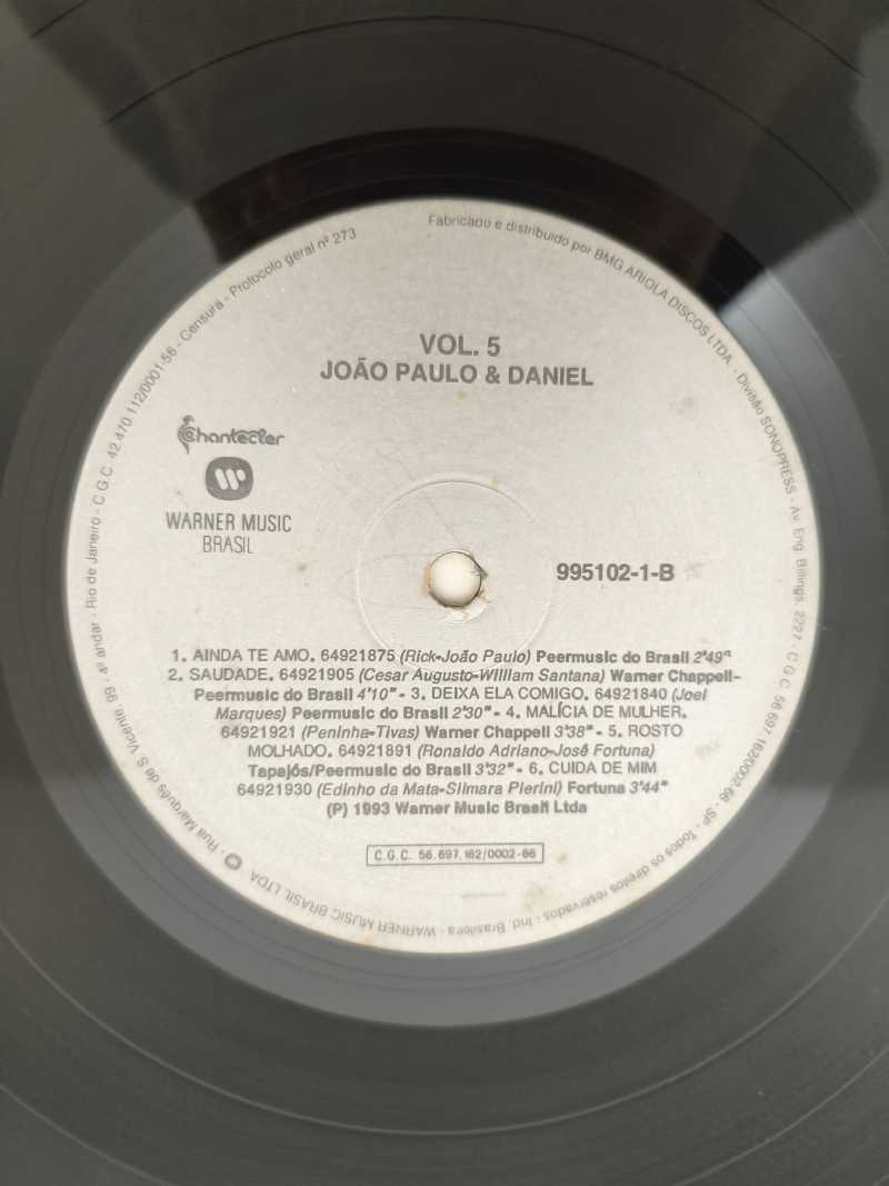 Lp Vinil João Paulo & Daniel Vol. 5 Com Encarte