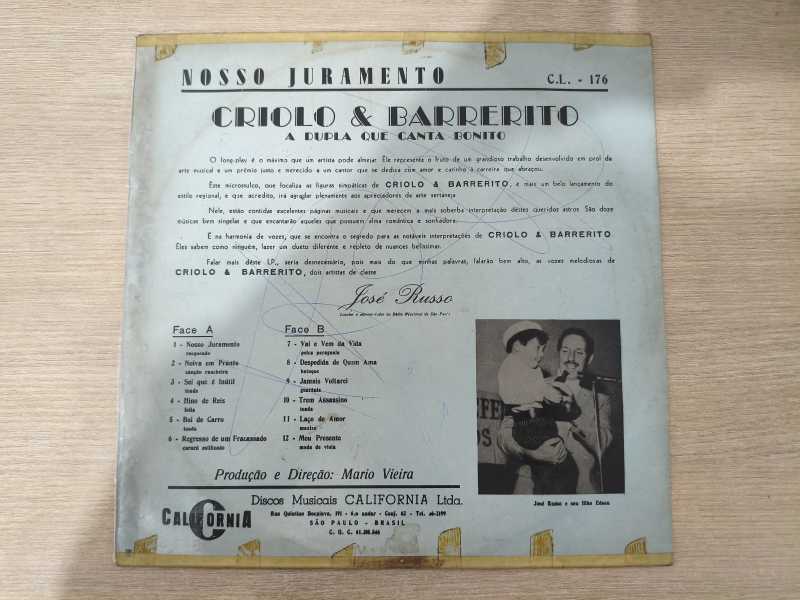 Lp Vinil Criolo e Barrerito Nosso Juramento
