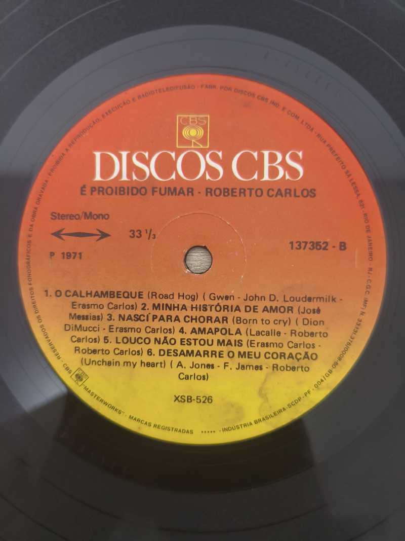 Lp Vinil Roberto Carlos É Proibido Fumar