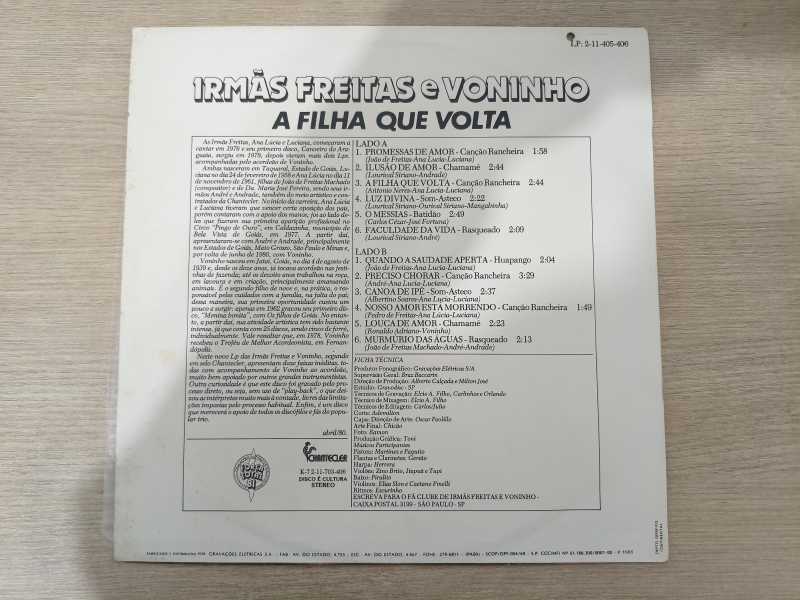Lp Vinil Irmãs Freitas E Voninho A Filha Que Volta