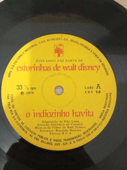 Compacto Vinil Estorinhas de Walt Disney O Índiozinho