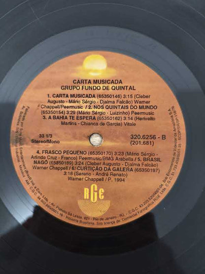 Lp Vinil Fundo De Quintal Carta Musicada, Leia
