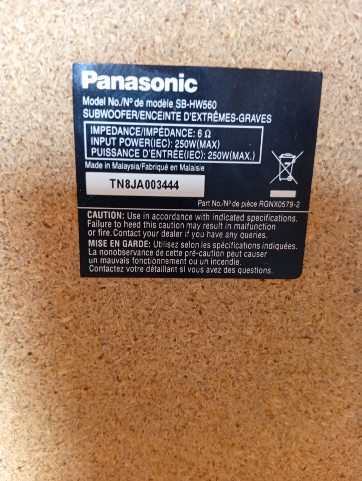 Subwoofer Panasonic Kelton Passivo