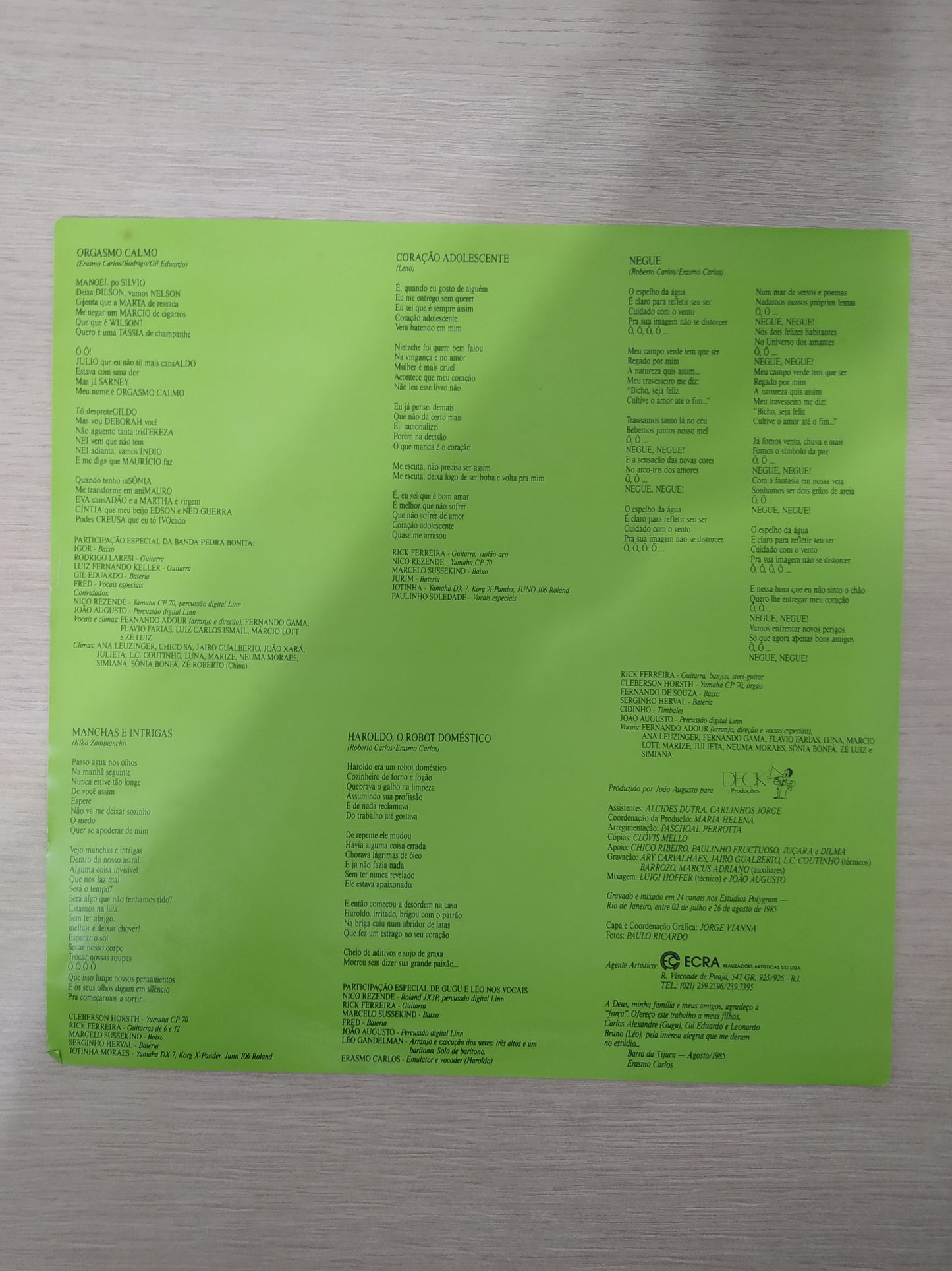 Lp Vinil Erasmo Carlos 1985 Com Encarte