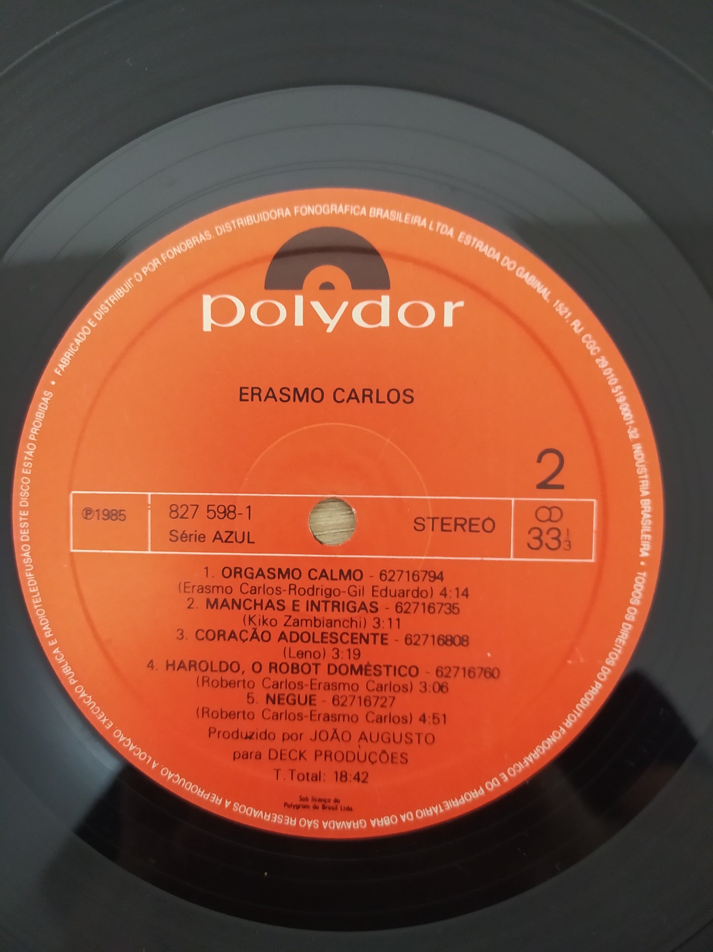 Lp Vinil Erasmo Carlos 1985 Com Encarte