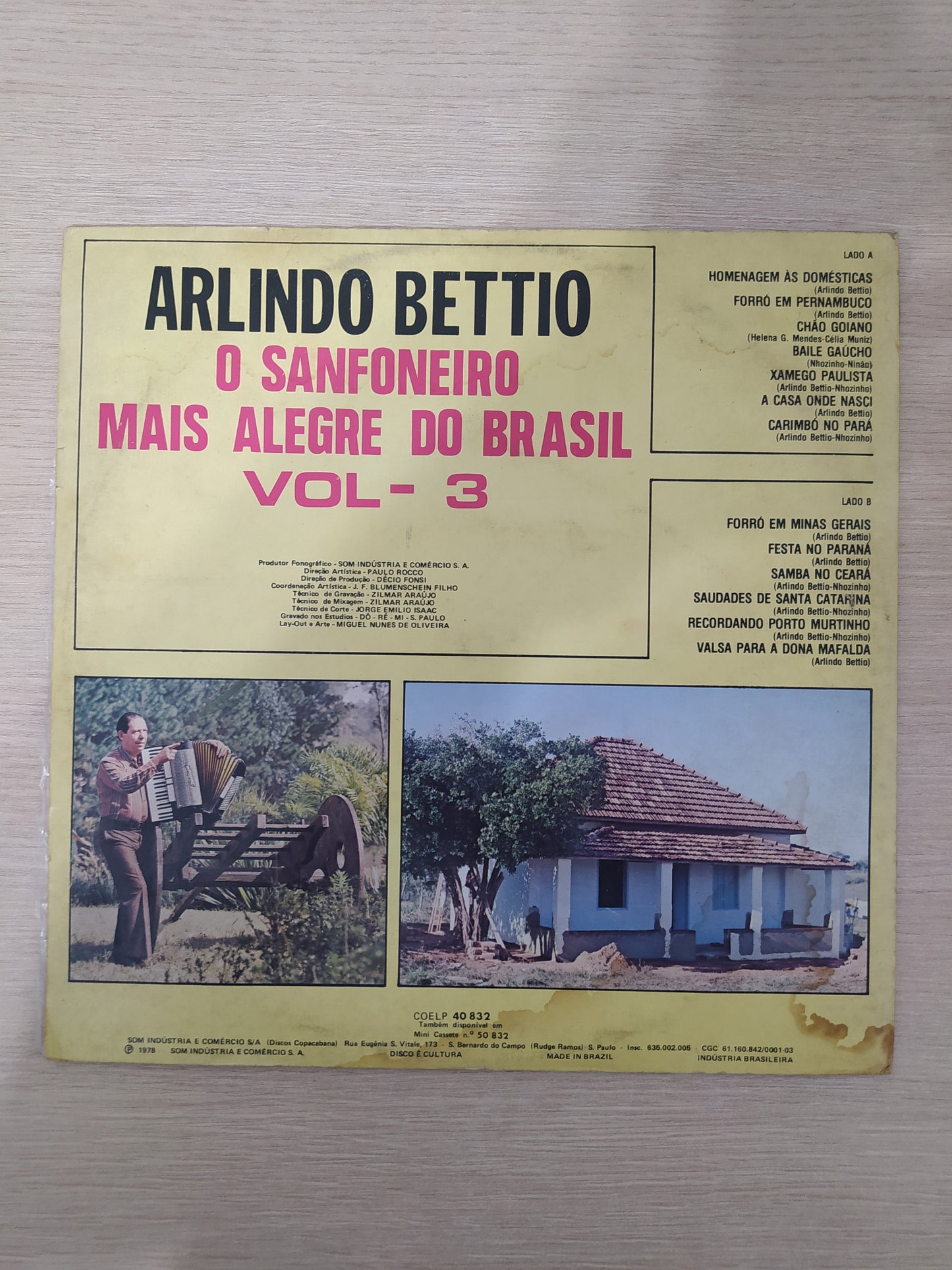 Lp Vinil Arlindo Bettio A Casa Onde Nasci Vol. 3