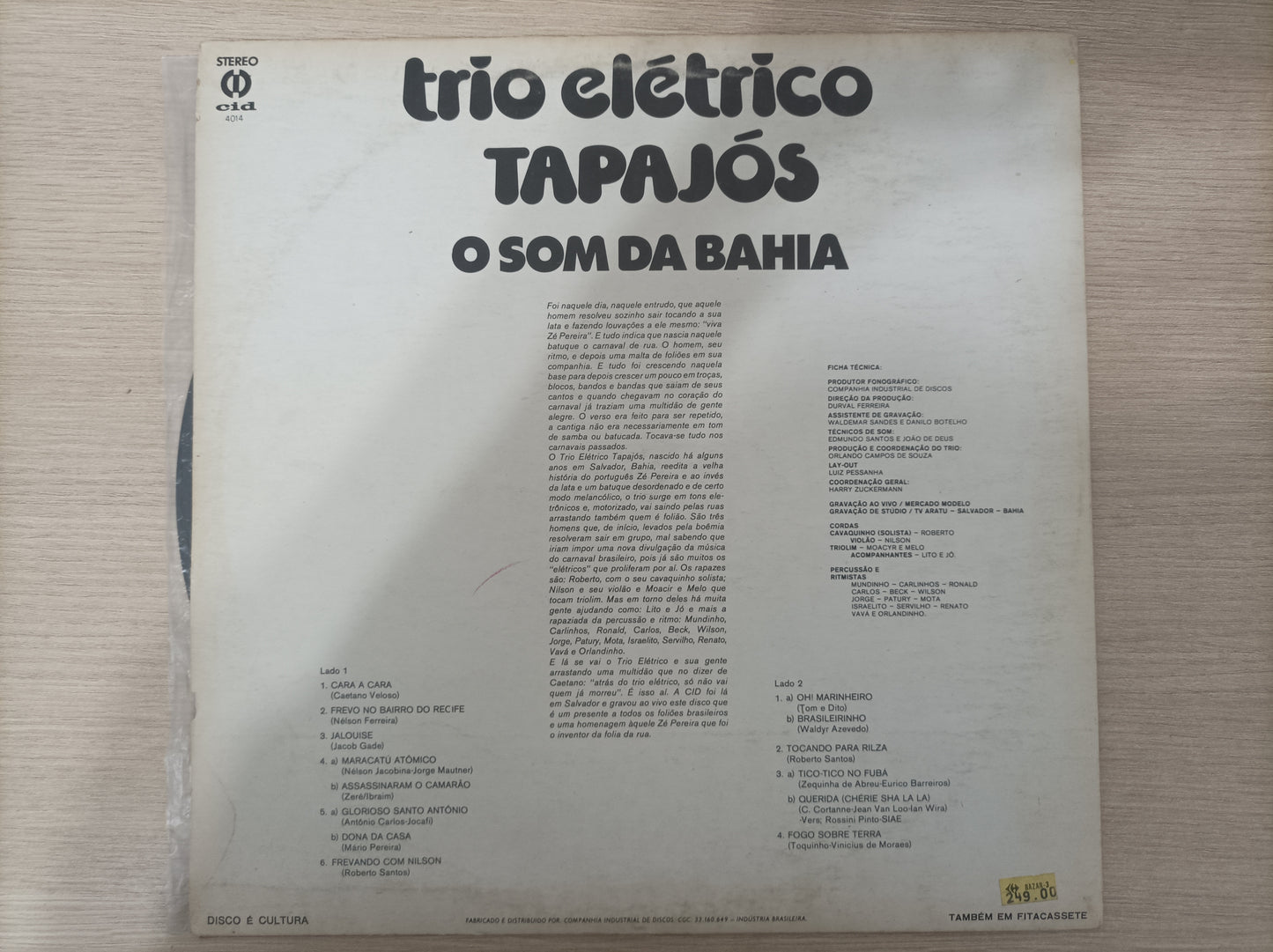 Lp Vinil Trio Elétrico Tapajós O Som da Bahia