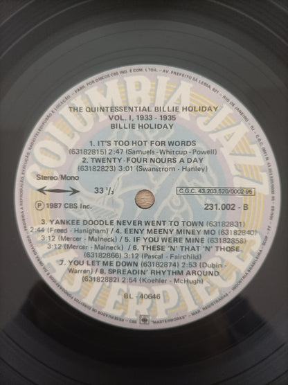 Lp Vinil Billie Holiday The Quintessential Vol. 1
