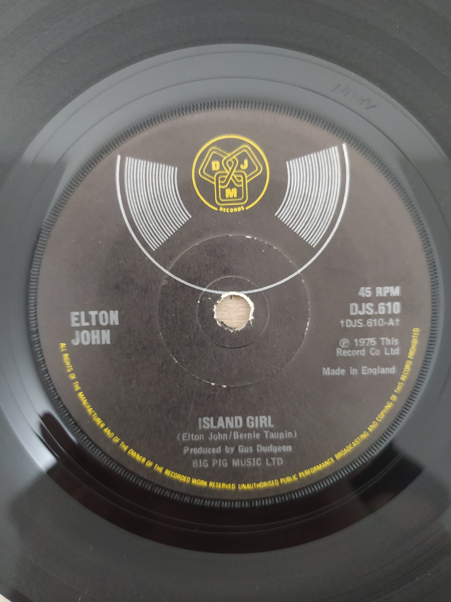 Vinil Compacto Elton John Island Girl / Sugar On The Floor