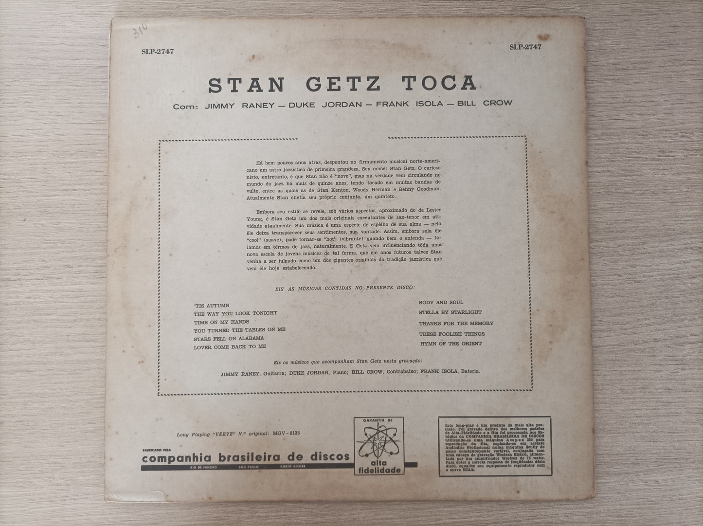 Lp Vinil Stan Getz Toca