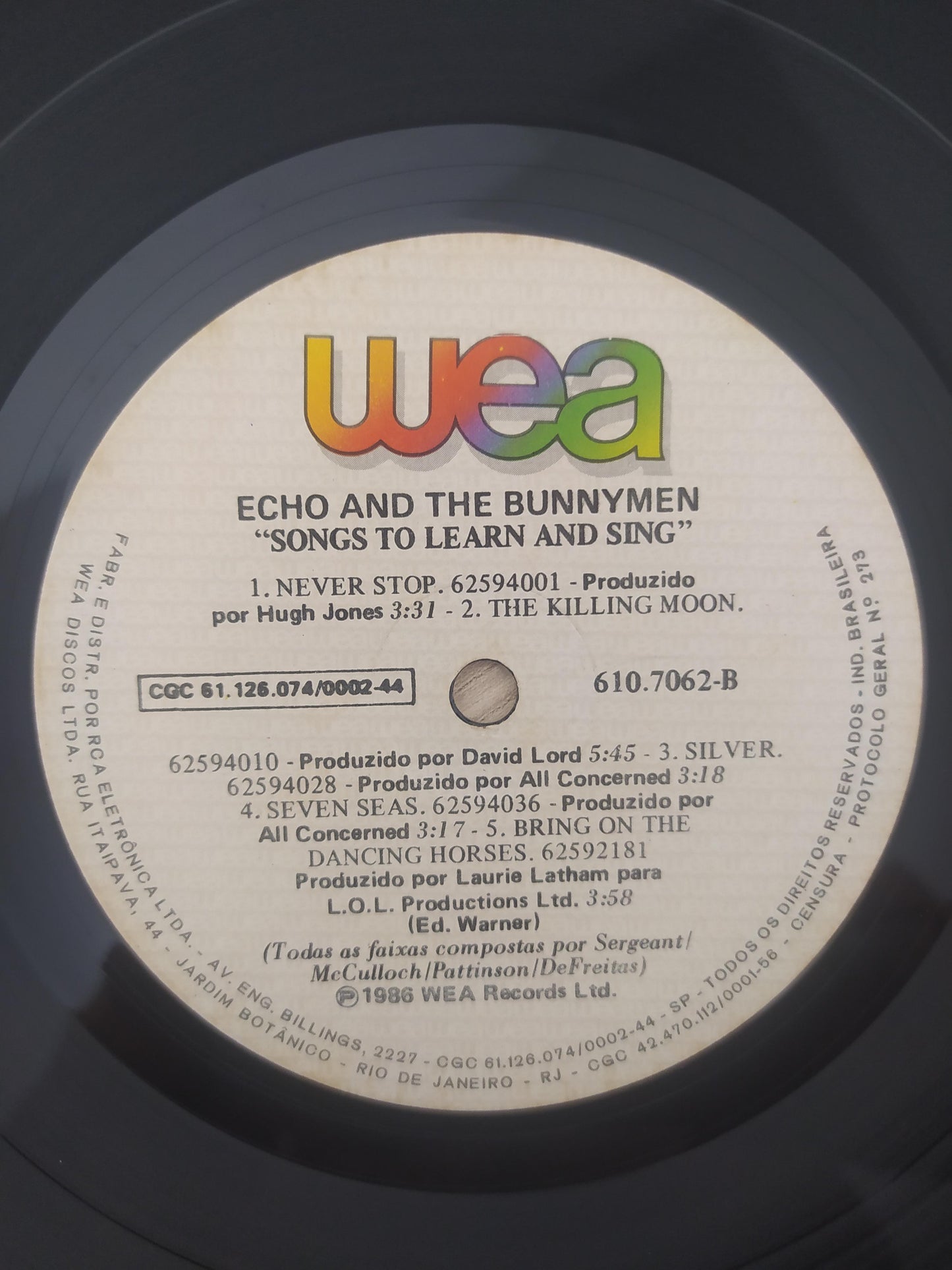 Lp Vinil Echo & The Bunnymen Songs To Learn & Sing C Encarte