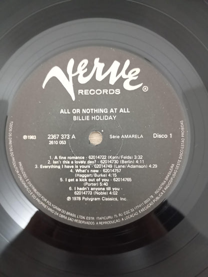 Lp Vinil Billie Holiday All Or Nothing At All Duplo