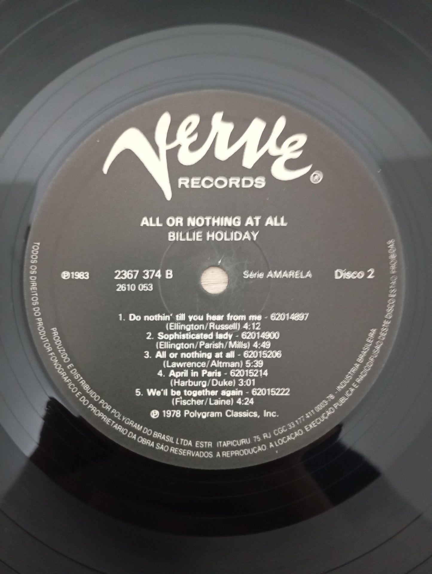 Lp Vinil Billie Holiday All Or Nothing At All Duplo