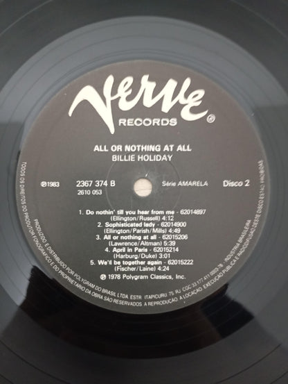 Lp Vinil Billie Holiday All Or Nothing At All Duplo