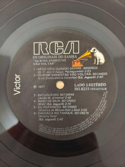 Lp Vinil Os Originais Do Samba Os Bons Sambistas Vão Voltar