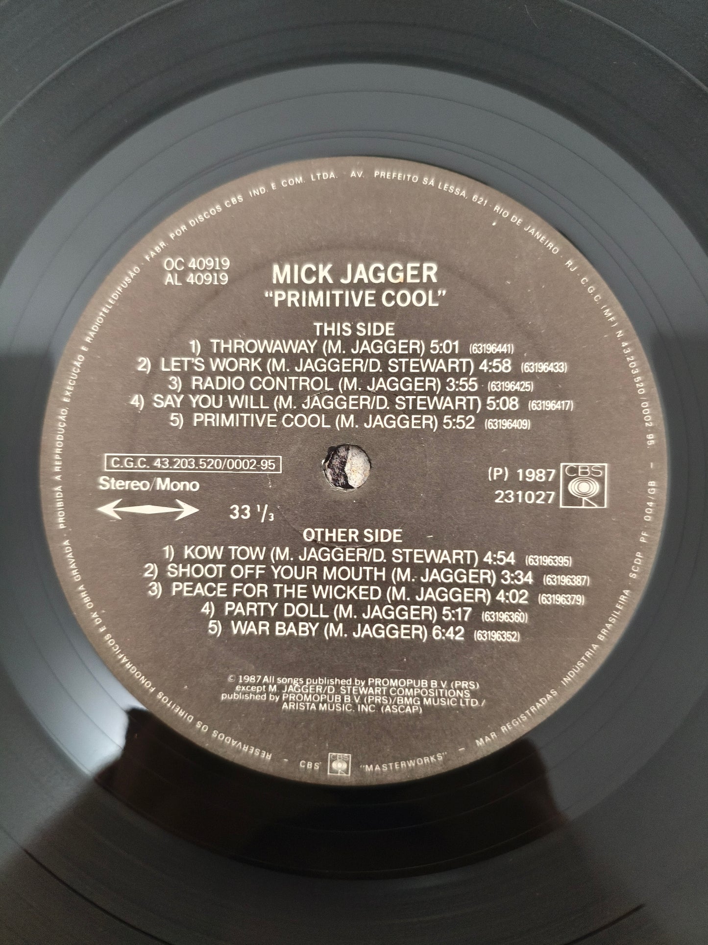 Lp Vinil Mick Jagger Primitive Cool Com Encarte