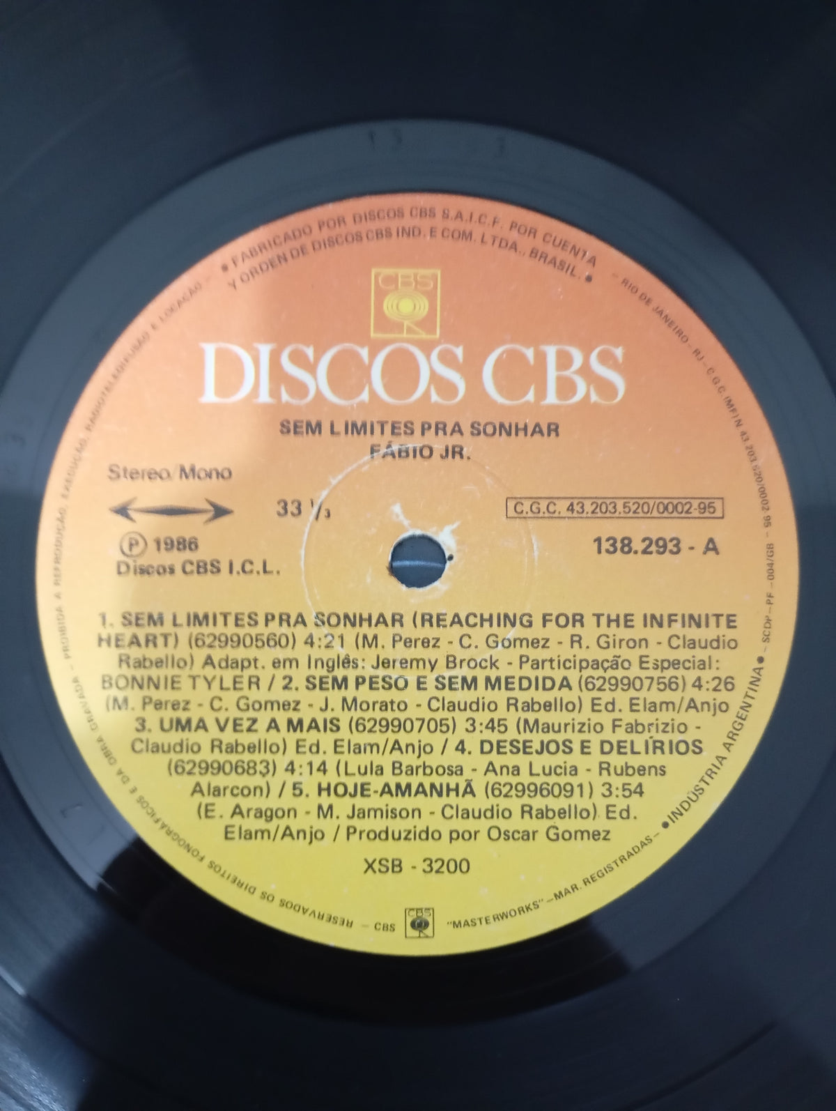 Lp Vinil Fábio Jr. Sem Limites Pra Sonhar Com Encarte