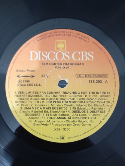 Lp Vinil Fábio Jr. Sem Limites Pra Sonhar Com Encarte