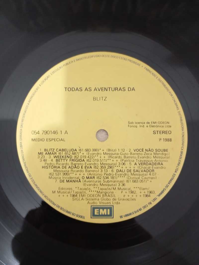 Lp Vinil Blitz Todas As Aventuras Da Blitz